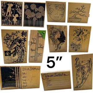 Wooden Rubber Stamp Lot of 12 Large Size different Brands $150+ Value
